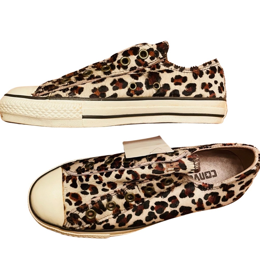 Collaboration Converse Leopard Calf hair lace less Sneakers
